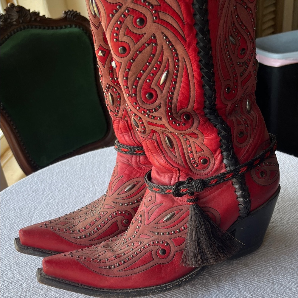 Corral Red Embroidered Heeled Boots from Junk Gypsy
